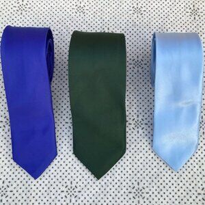 Lot of 3 Skinny Men Ties Neckties Men Fashion Ties Dark Green Blue and Sky Blue